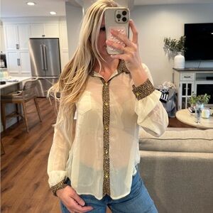 Blu Pepper Cheetah Button Down Medium